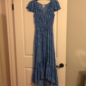 Vici Blue floral midi dress hi/low dress